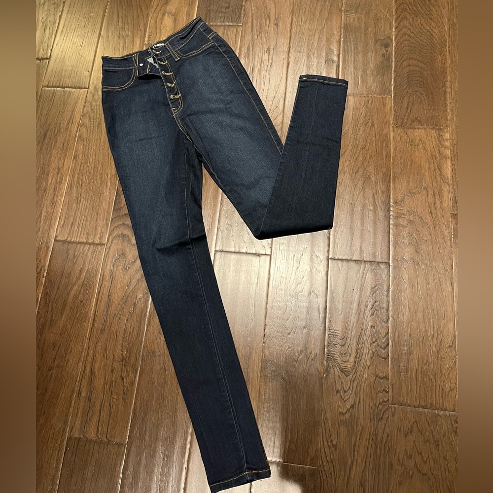 Fashion Nova high waisted navy blue jeans